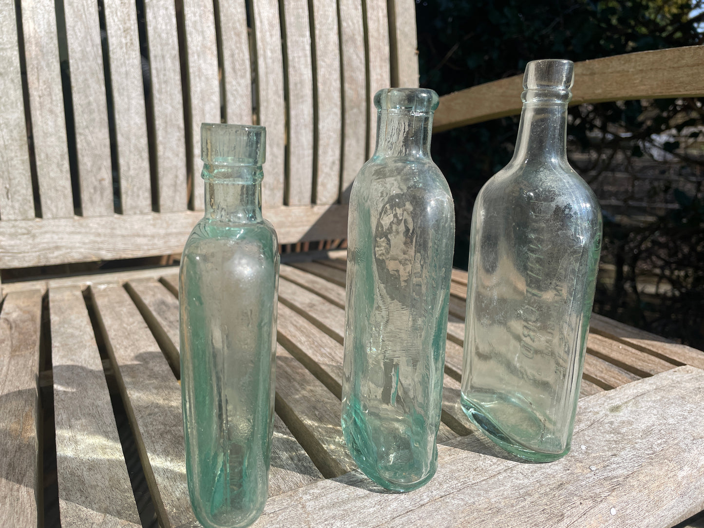 Three Antique glass bottles, Fellows Syrup , Dinneford's Magnesia examples
