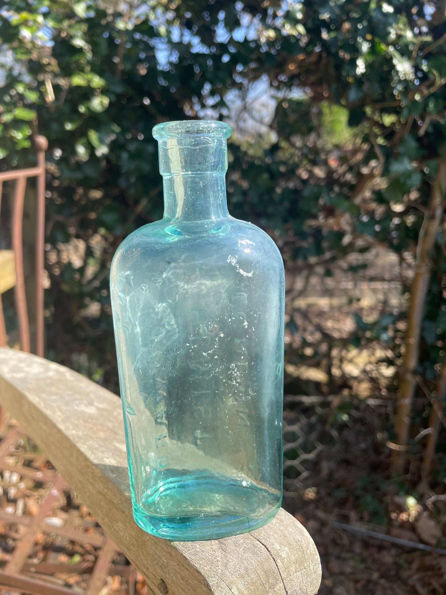 Antique Apothecary blue glass Woodward Chemist London bottle 15.5cm tall