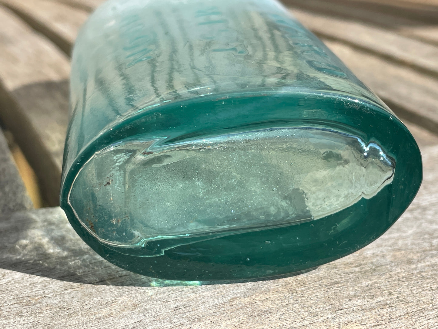 Antique Apothecary blue glass Woodward Chemist London bottle 15.5cm tall