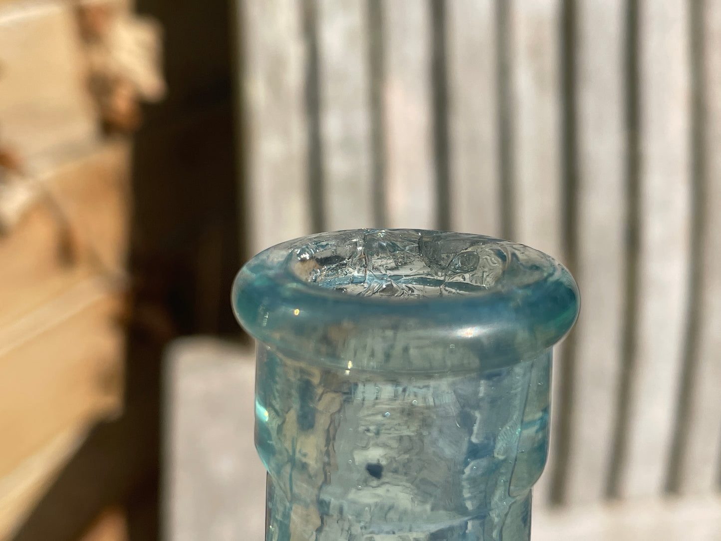 Antique Apothecary blue glass Woodward Chemist London bottle 15.5cm tall