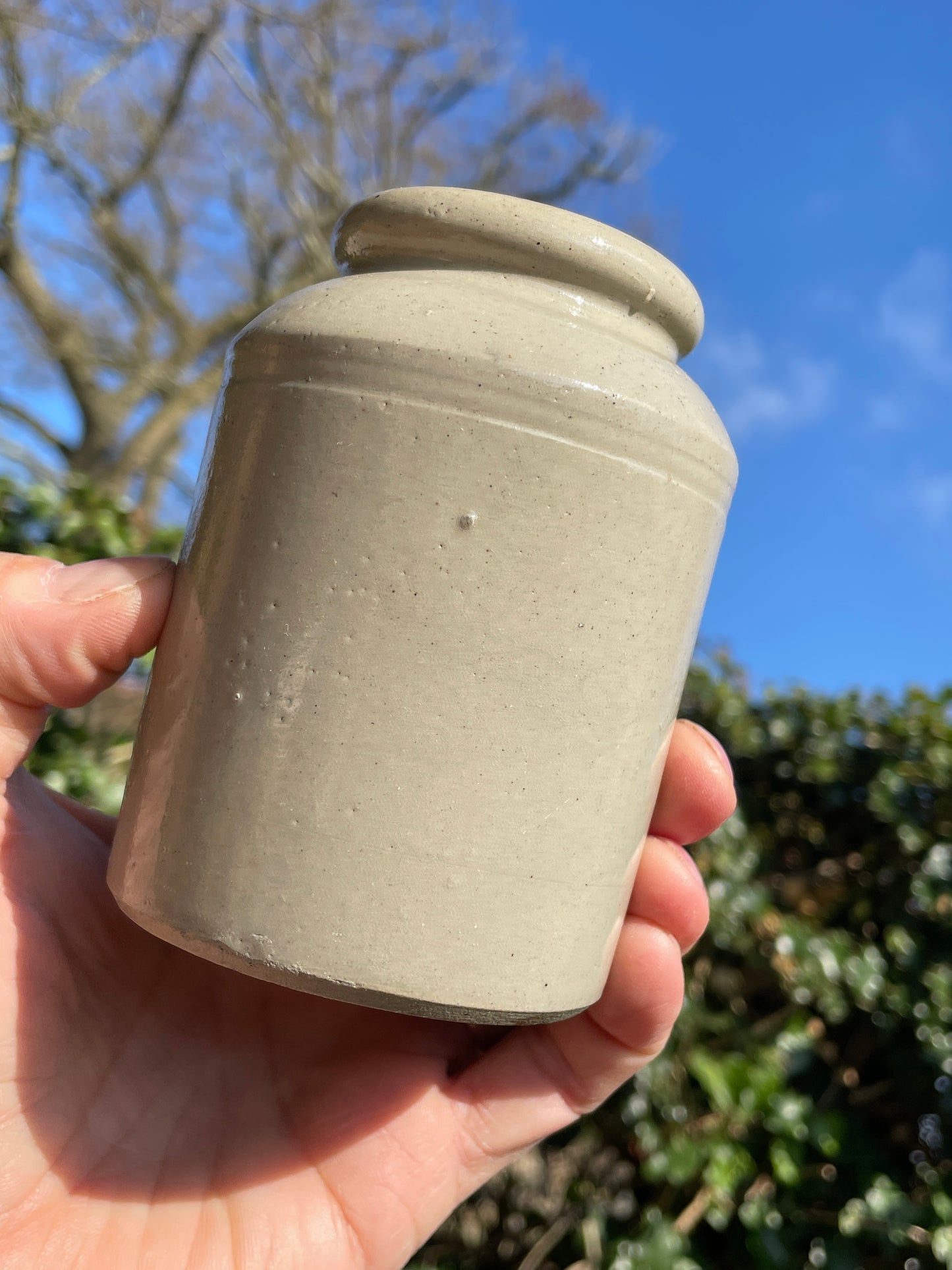 Victorian Stone bottle crock stopper, ceramic ink well and later Stoneware pot