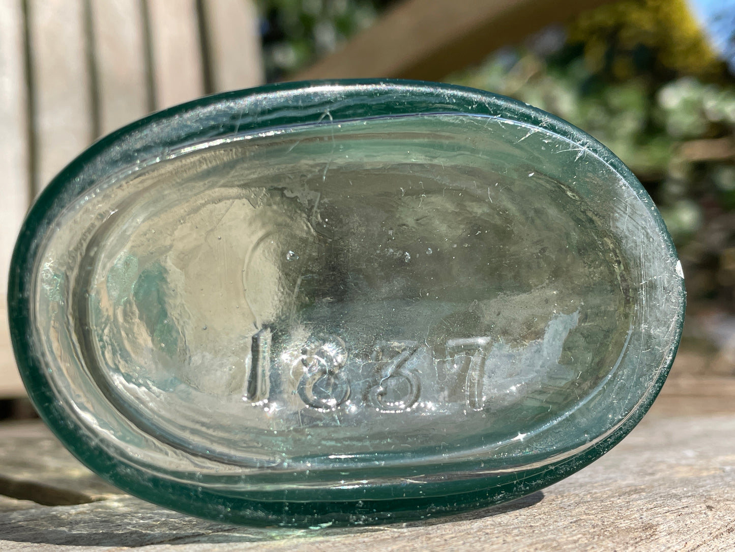 Early Victorian glass bottle in excellent condition 17cm tall