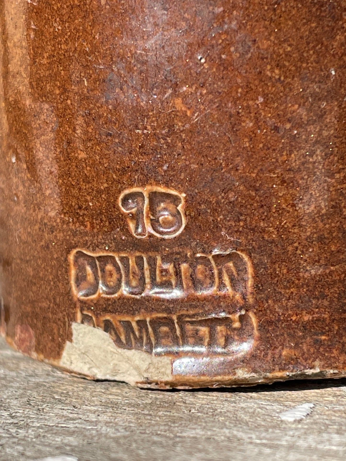 Doulton Lambeth salt glazed stoneware ink bottle 11cm tall c1880