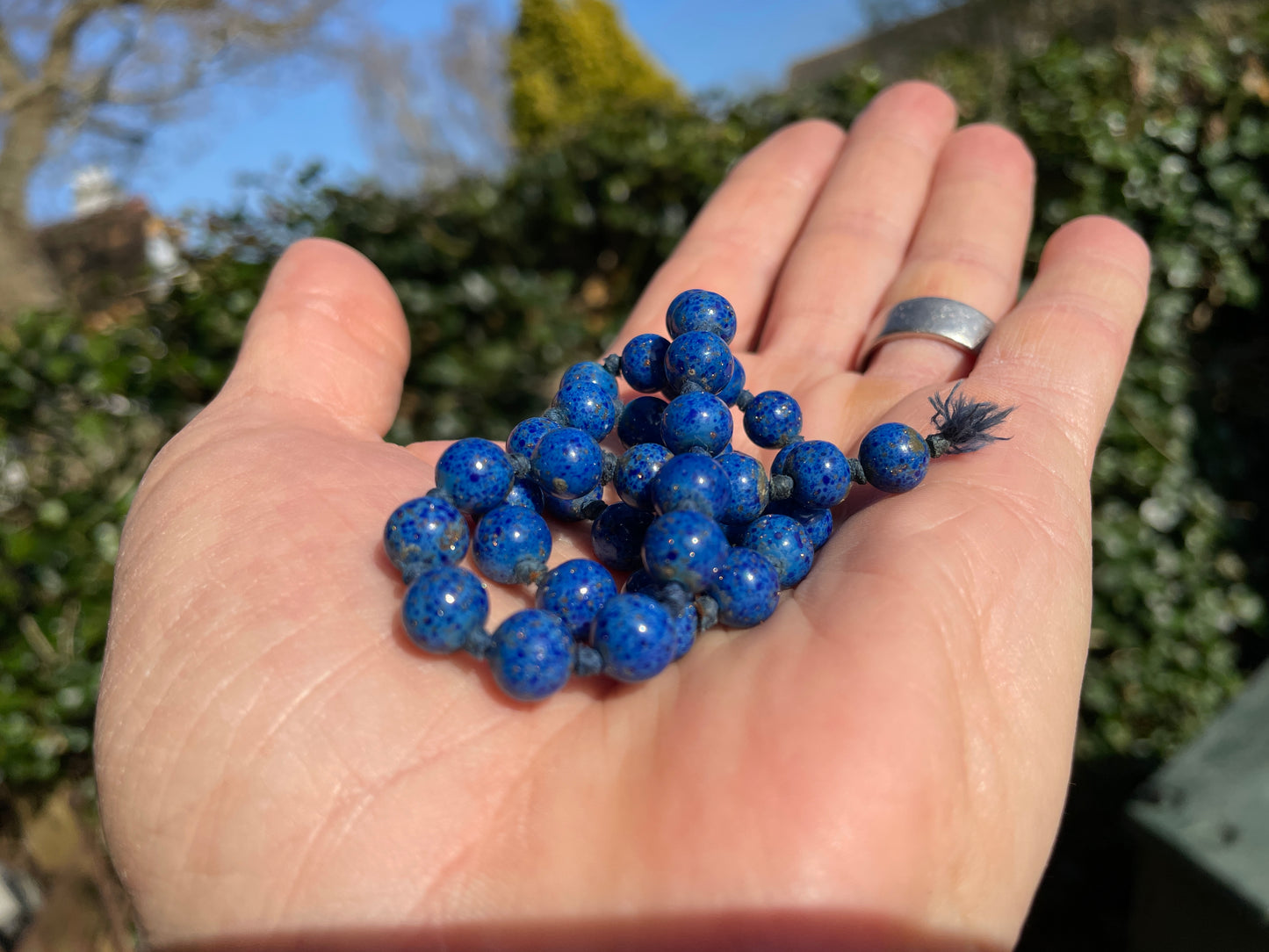 Vintage Lapis Lazuli neckless 41cm long 8mm beads