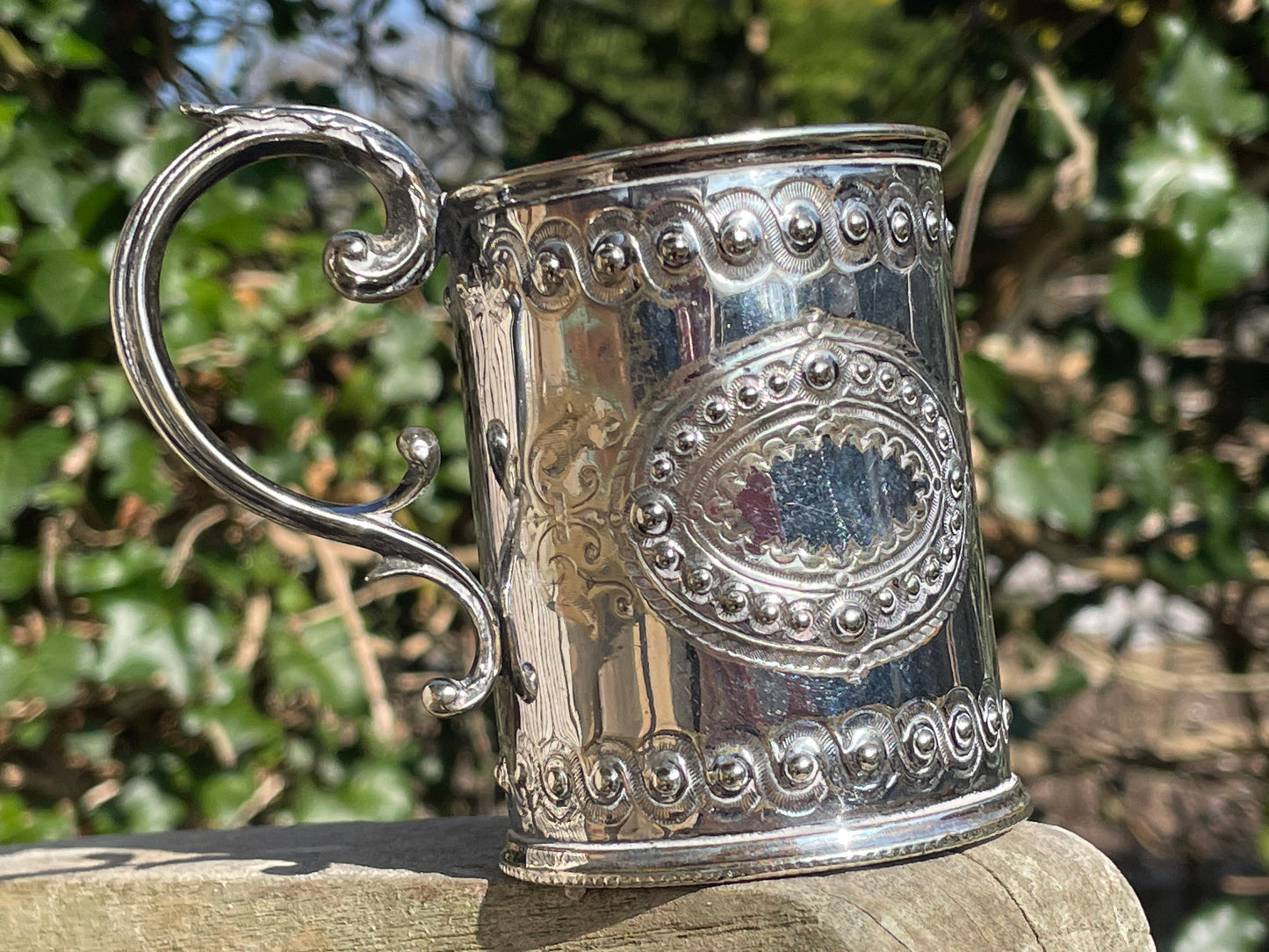 Antique Victorian Silver plated Tankard by William Hutton and sons Sheffield c1860