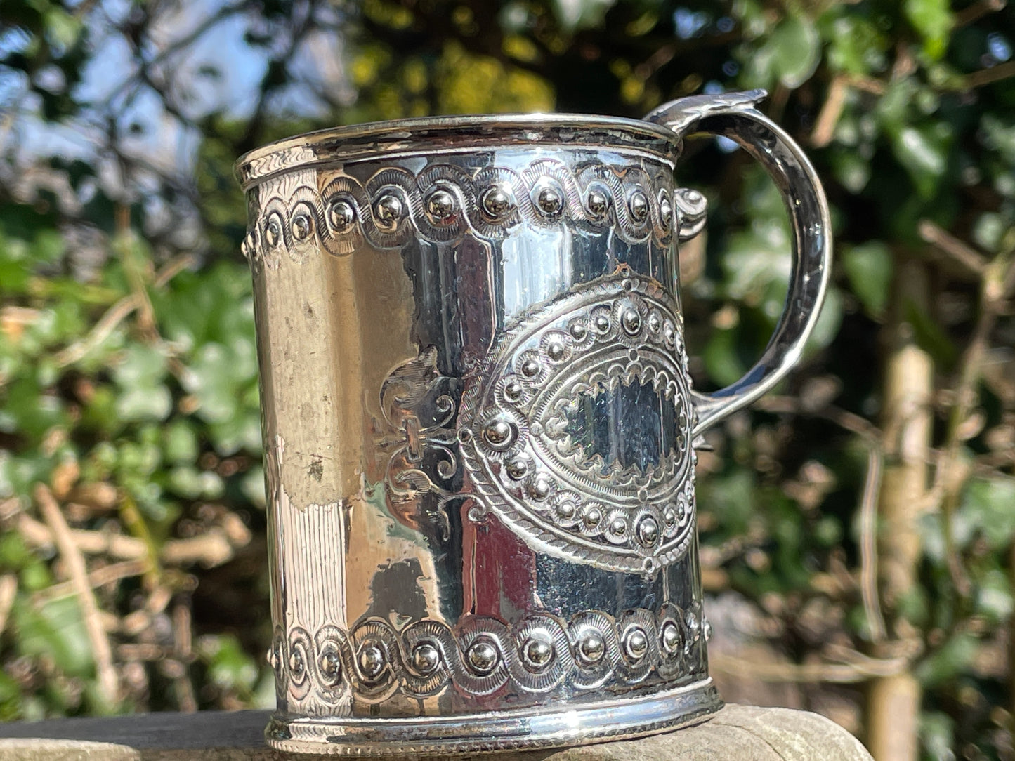 Antique Victorian Silver plated Tankard by William Hutton and sons Sheffield c1860