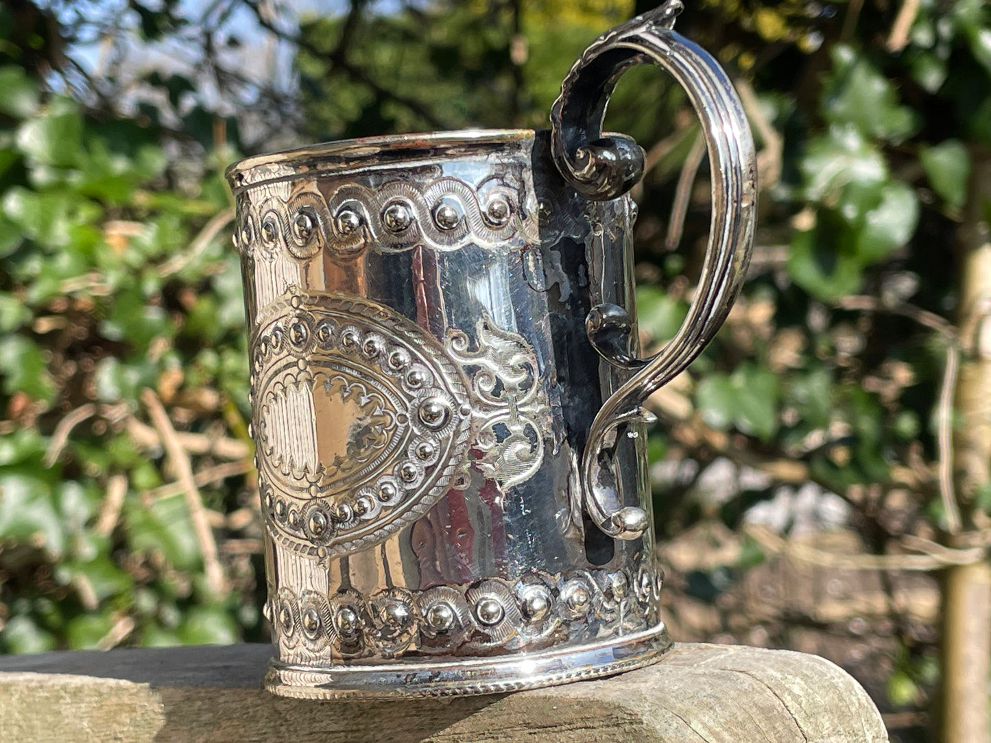 Antique Victorian Silver plated Tankard by William Hutton and sons Sheffield c1860