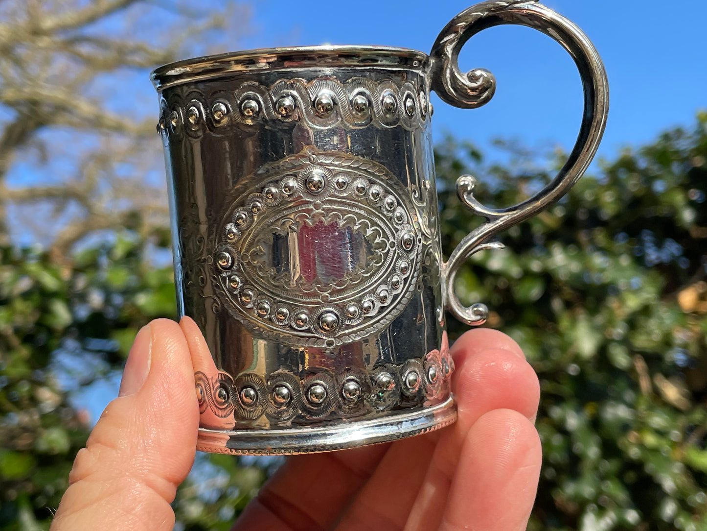 Antique Victorian Silver plated Tankard by William Hutton and sons Sheffield c1860