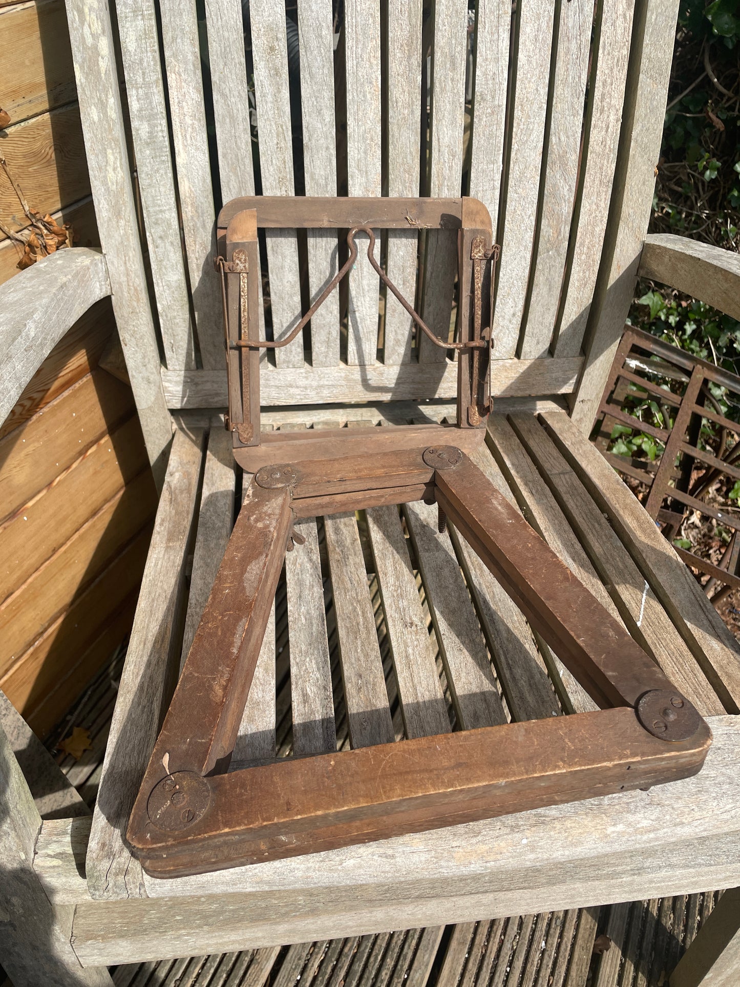 Two vintage wooden tennis racket clamps c1930