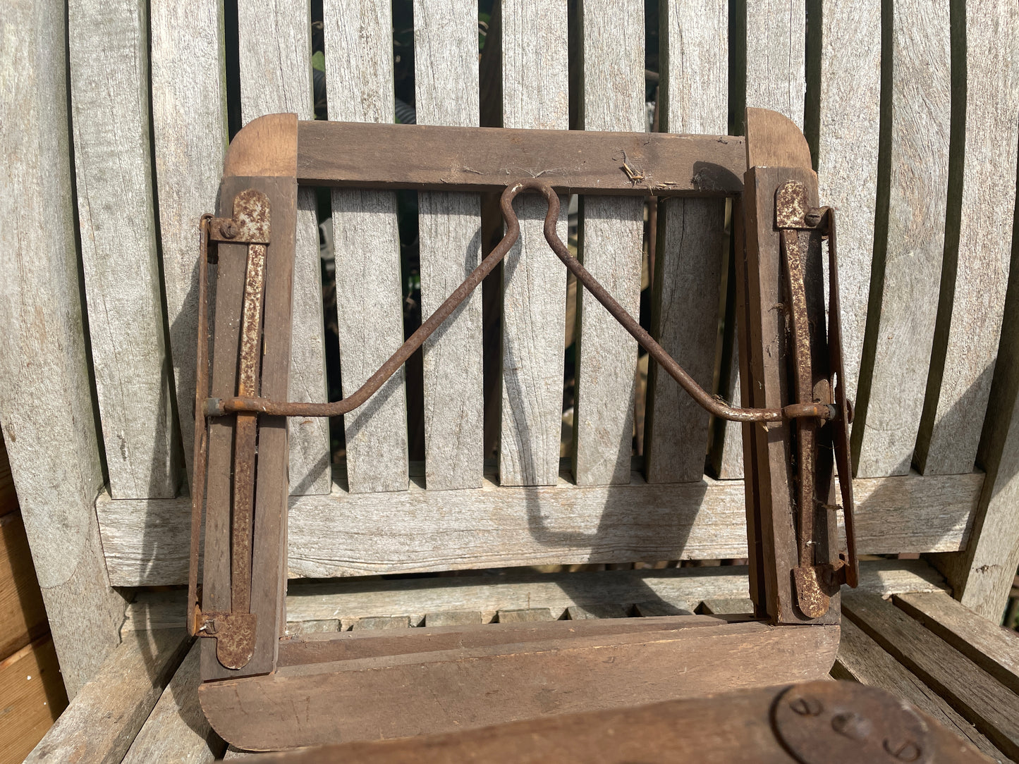 Two vintage wooden tennis racket clamps c1930