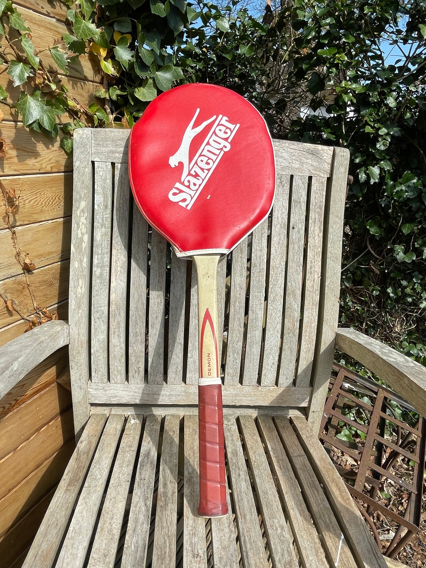 Vintage Wooden Slazenger Demon Tennis Racket Medium 4 Powerflex frame