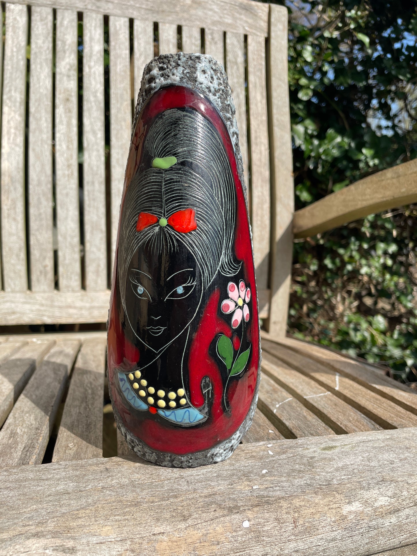 1960's Italian Melior Lava style vase 22cm tall