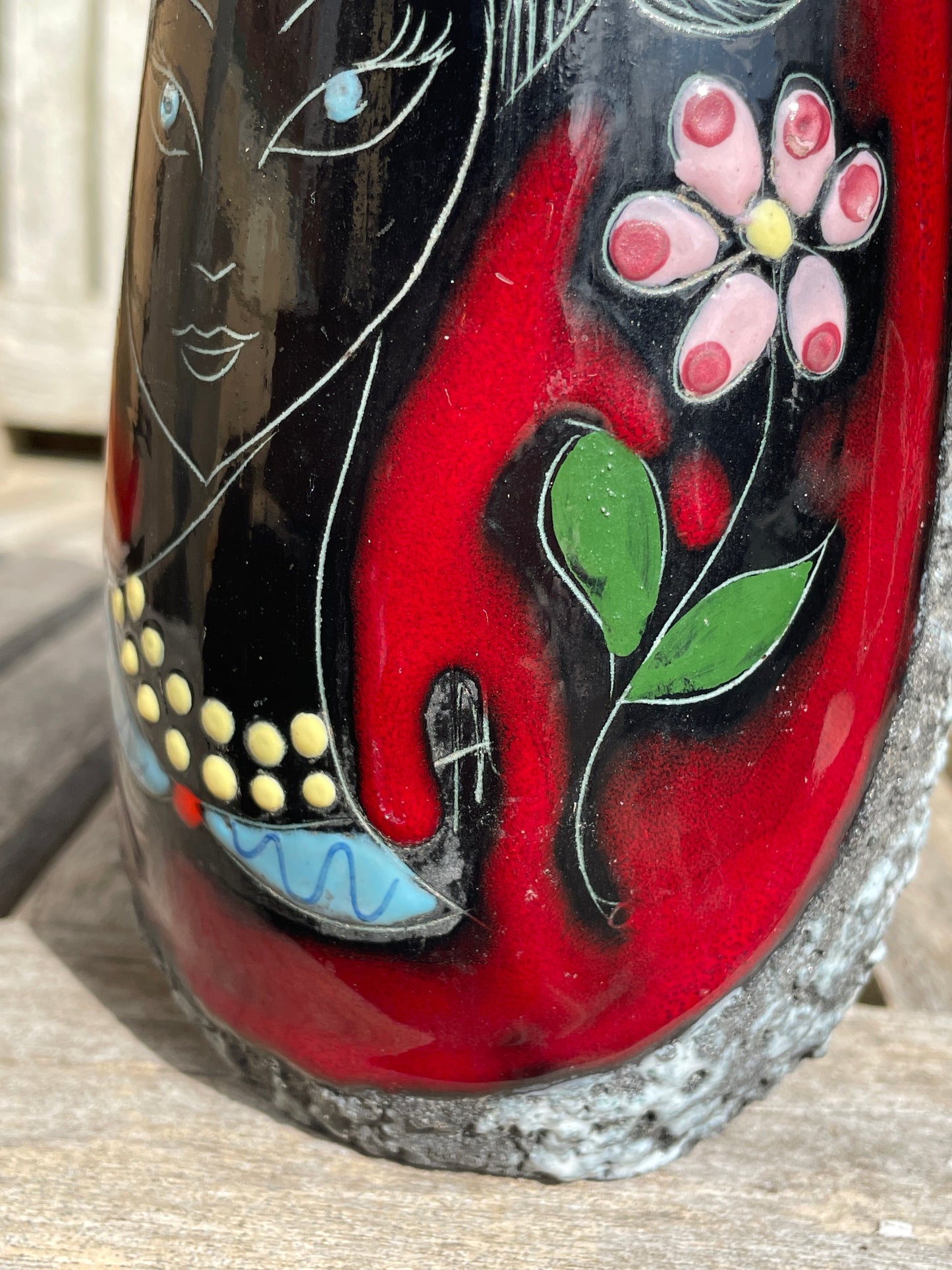 1960's Italian Melior Lava style vase 22cm tall