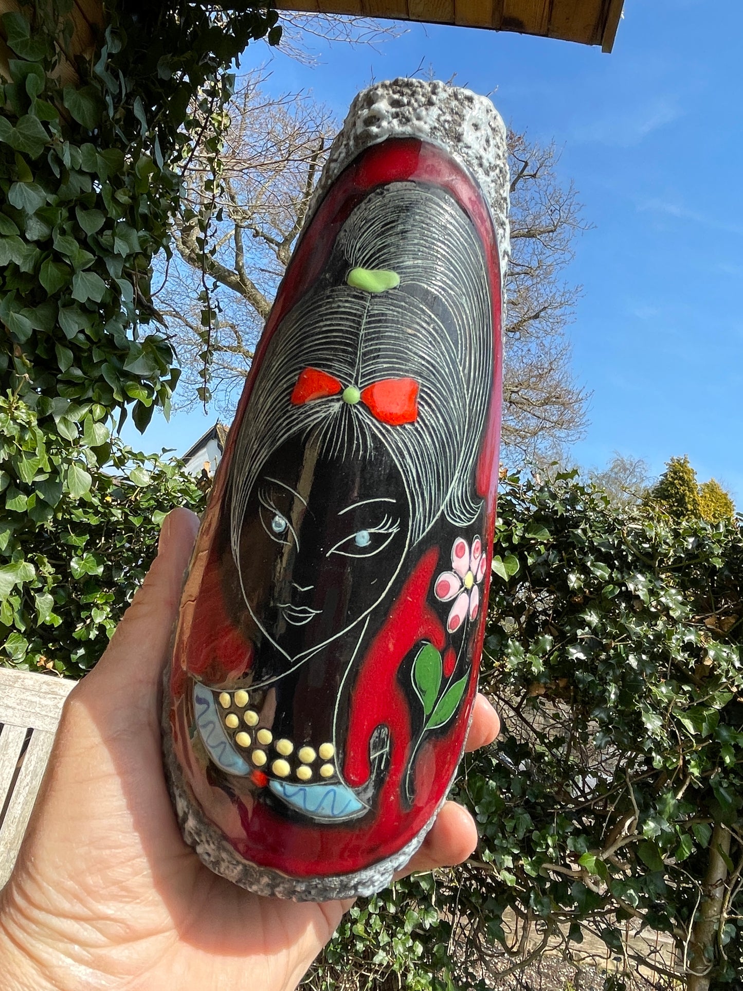 1960's Italian Melior Lava style vase 22cm tall