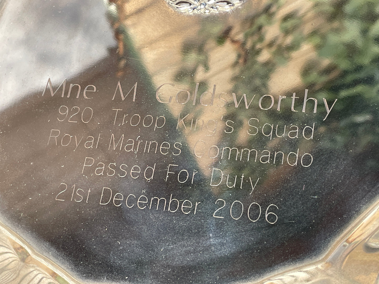 Royal Marine Commando passing out commemorative silver salvo 21cm diameter militaria