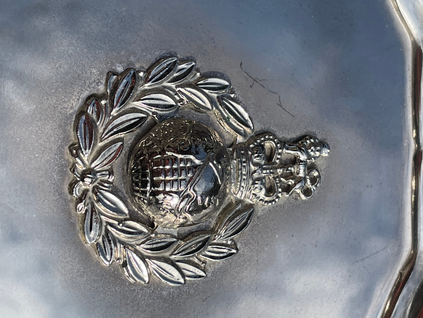 Royal Marine Commando passing out commemorative silver salvo 21cm diameter militaria