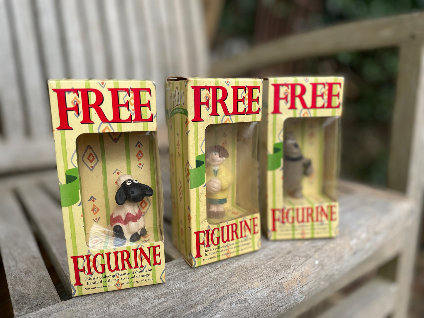 Wallace and Gromit Figures – Typhoo Tea 1990s Promo Set – Wendolene, Preston, Shaun the Sheep – Original Boxes