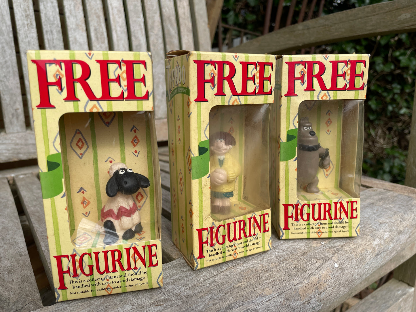 Wallace and Gromit Figures – Typhoo Tea 1990s Promo Set – Wendolene, Preston, Shaun the Sheep – Original Boxes