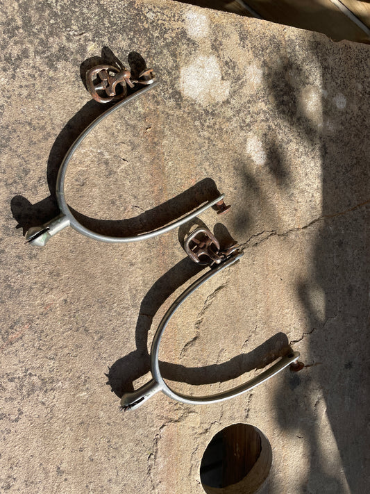 Antique British Royal Artillery Lieutenant Colonel’s Riding Spurs – Nickel-Plated, Marked “G.S.H.