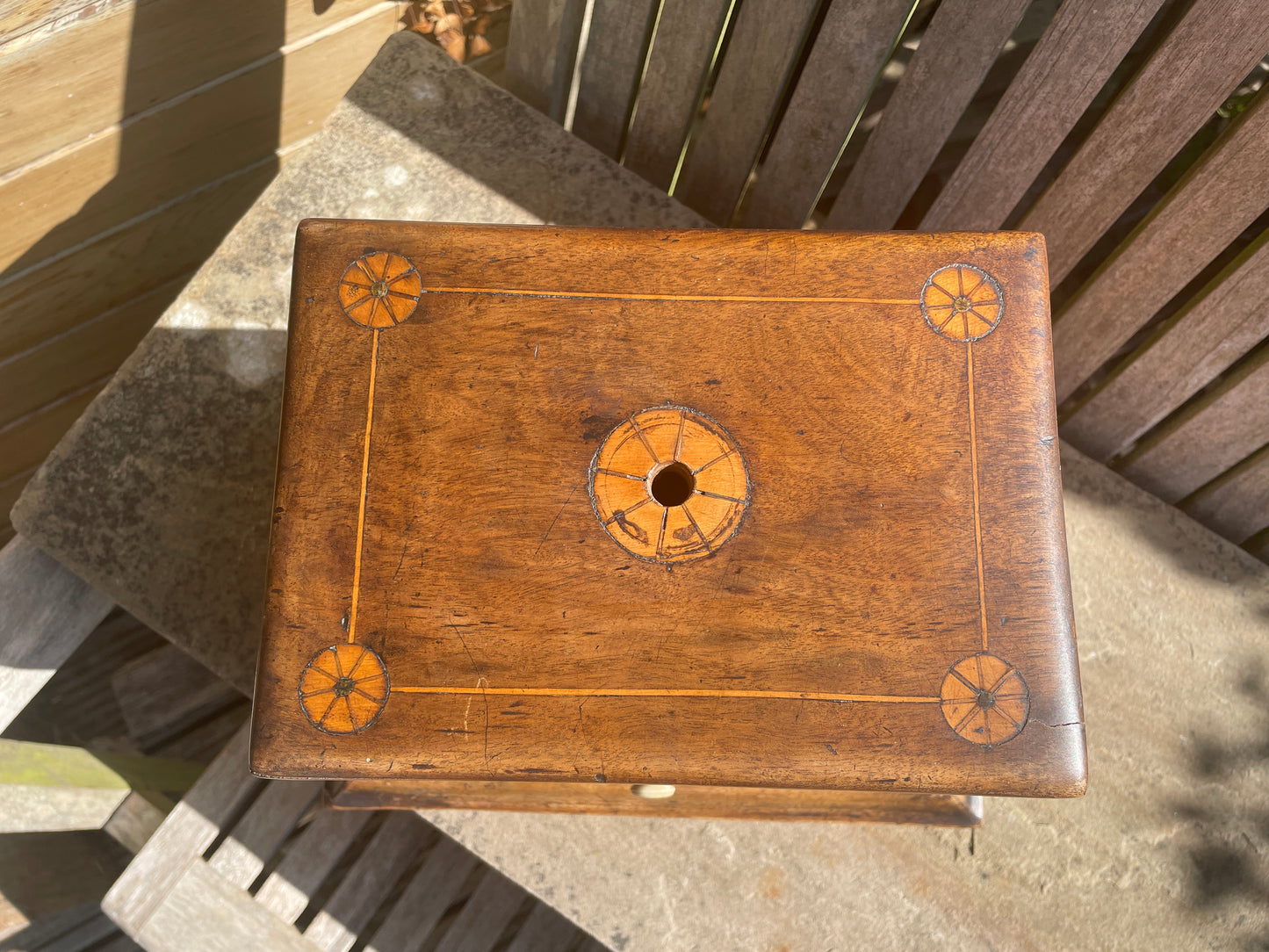 Handmade Antique Folk Art Box – Turn of the 19th Century – Unique Inlay & Decoupage Interior