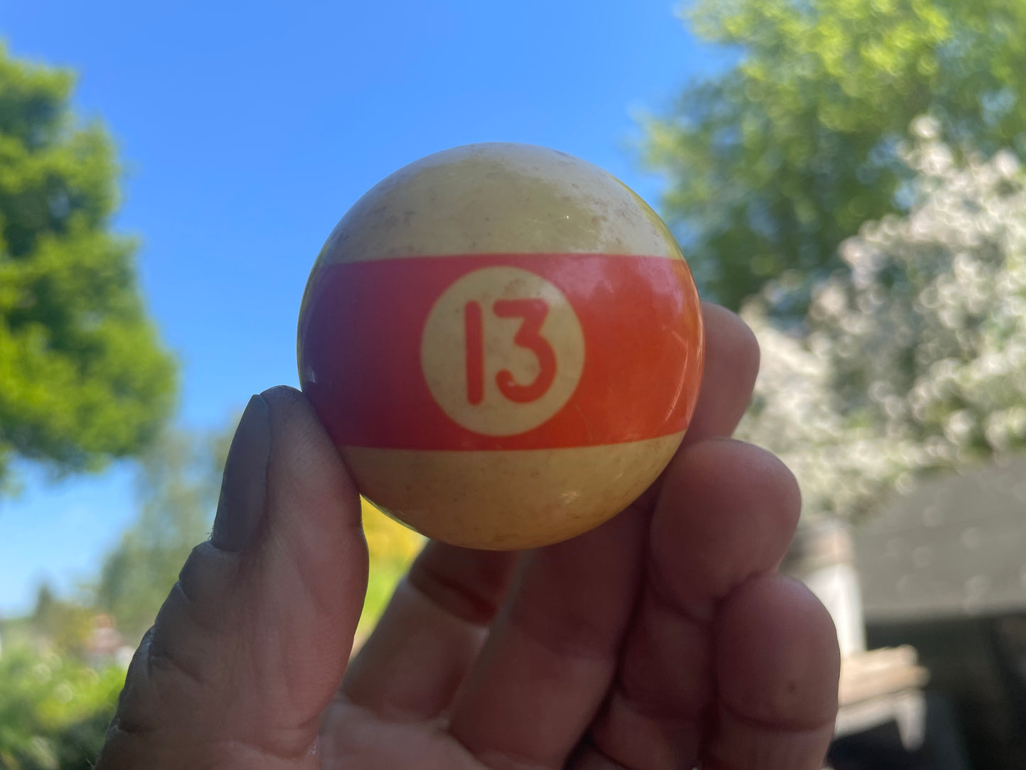 Vintage Pool Balls – Complete Set – Spots & Stripes with Cue Ball – 5cm Diameter – Uncleaned Original Condition