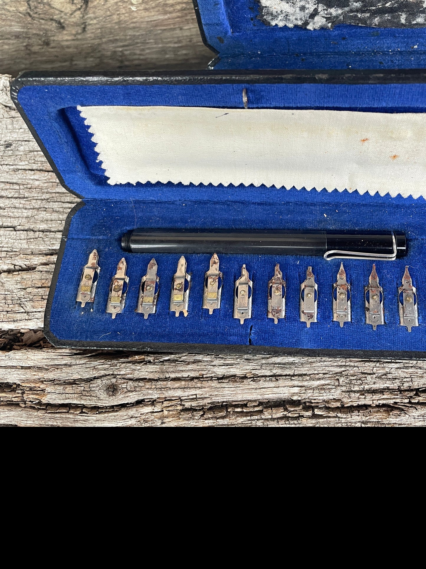 Two Vintage Pelikan Graphos Calligraphy Dip Sets With Blue Velvet Lined Fitted Cases