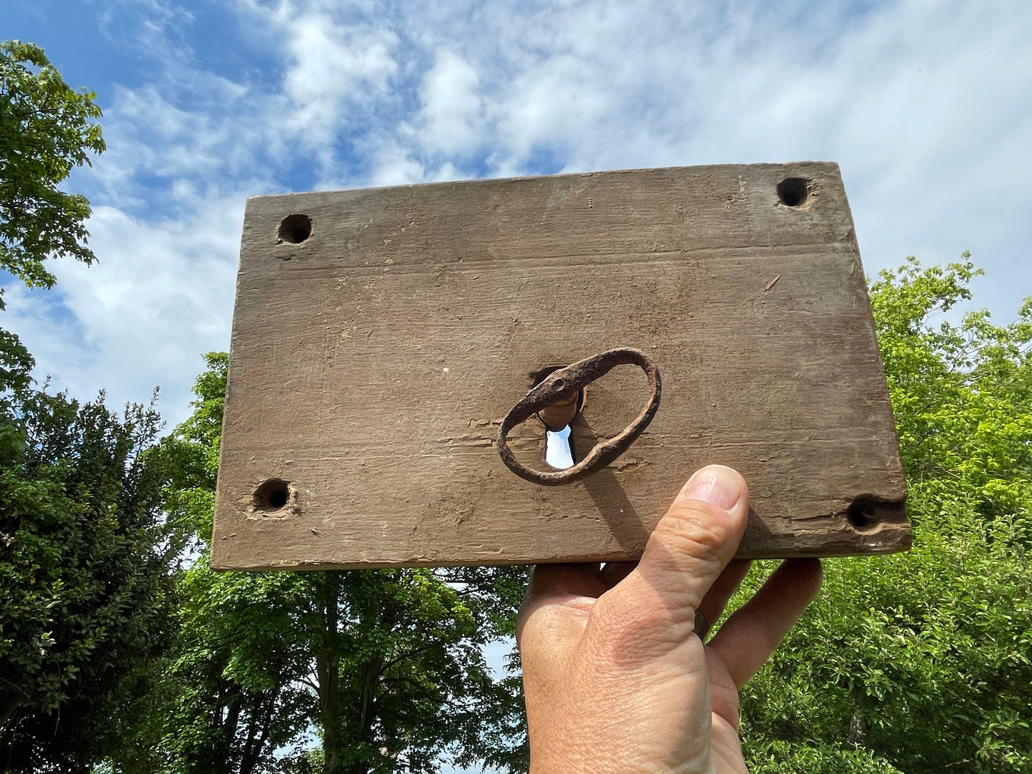 Antique Rim Lock from Church – Vintage Metal Construction with Hardwood Framing – Original Key & Working Mechanism