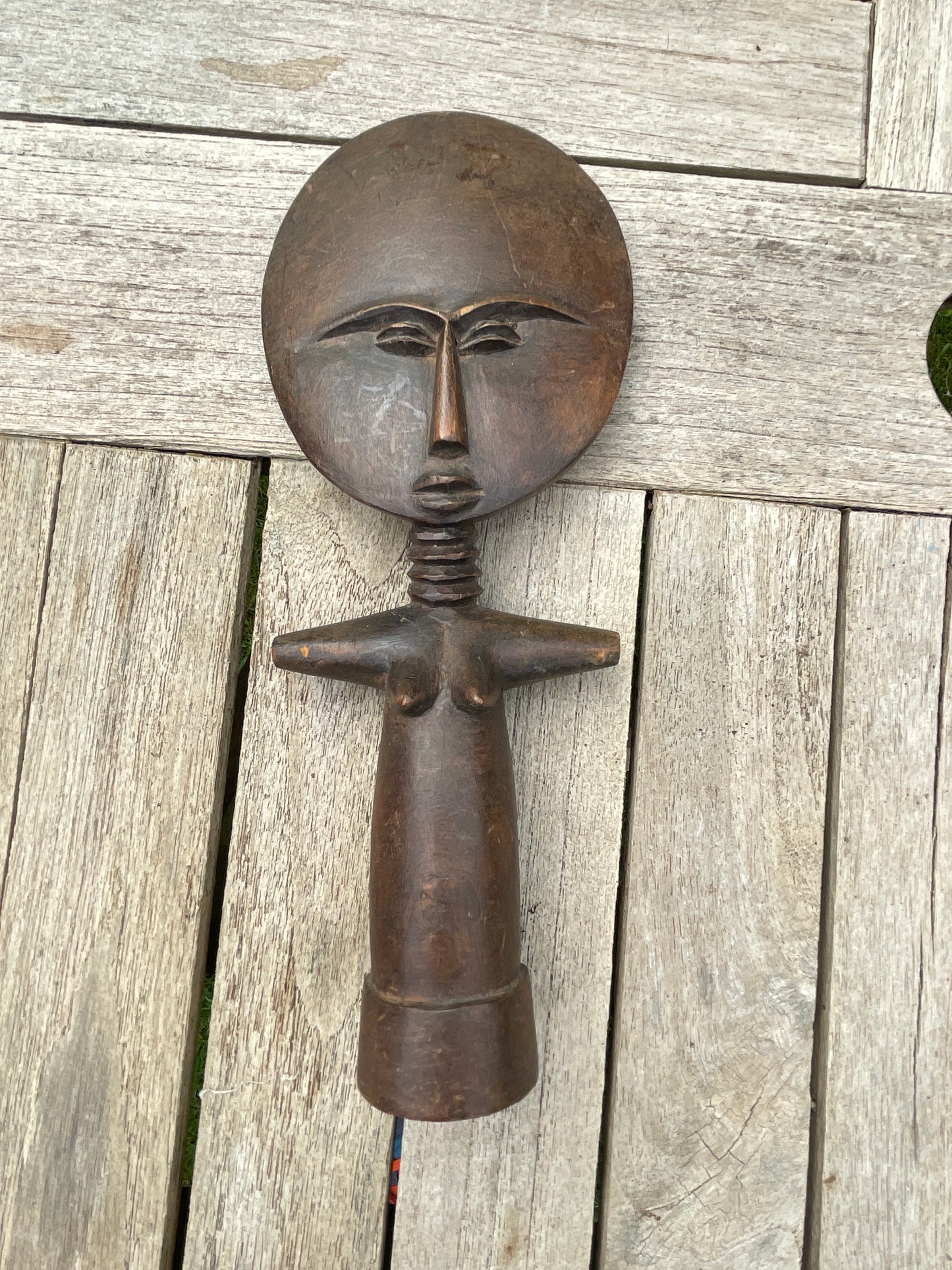 Traditional Ashanti Akuaba Fertility Doll – Flat Head African Figurine – Hand-Carved Ghanaian Wooden Statue