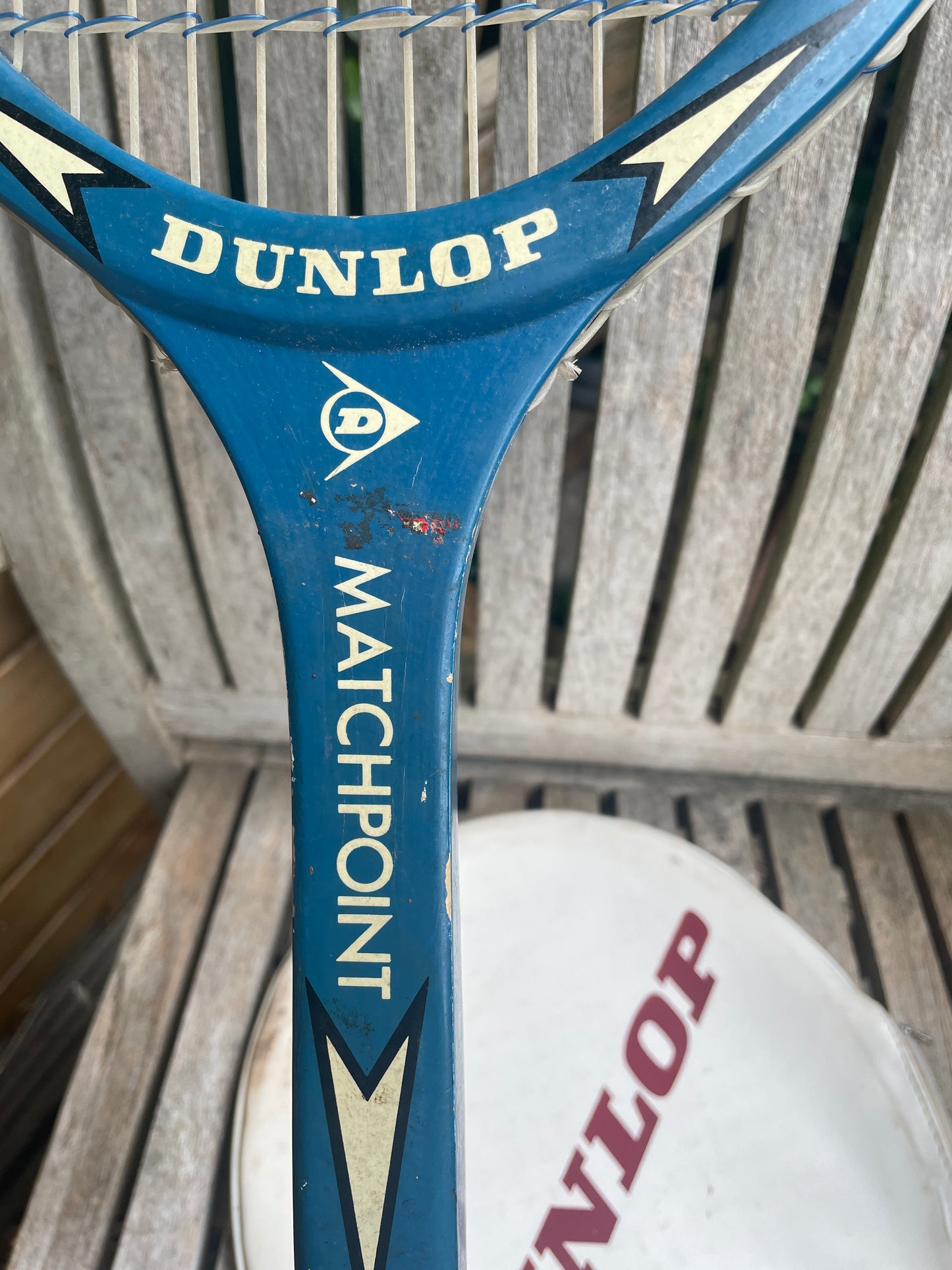 Vintage Dunlop Matchpoint Tennis Racket Medium – Blue & White with Original Zipped cover– Made in England
