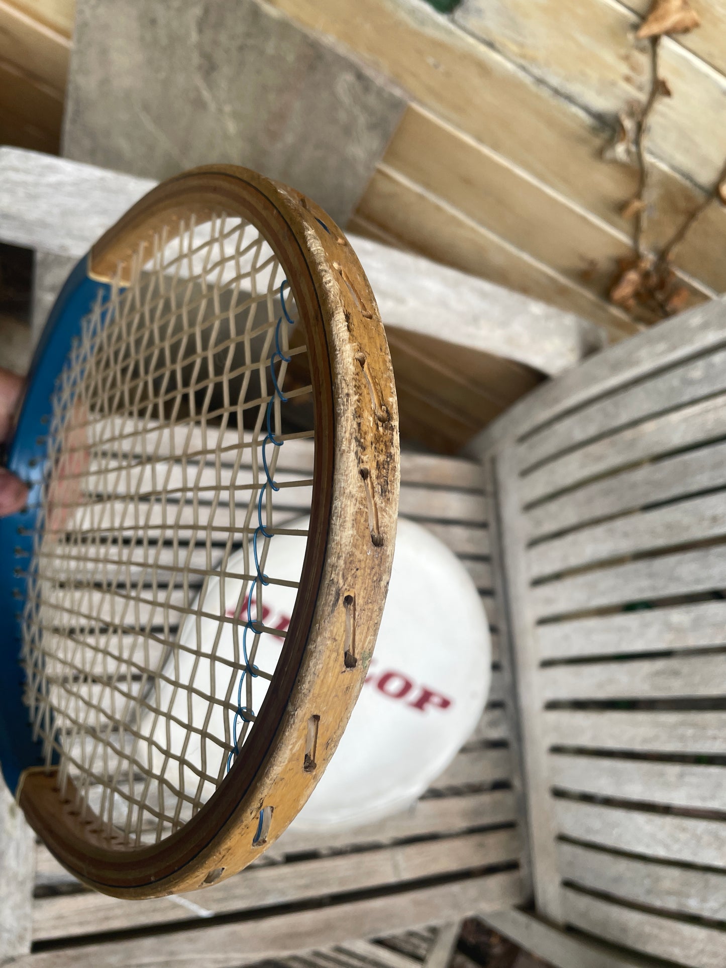 Vintage Dunlop Matchpoint Tennis Racket Medium – Blue & White with Original Zipped cover– Made in England
