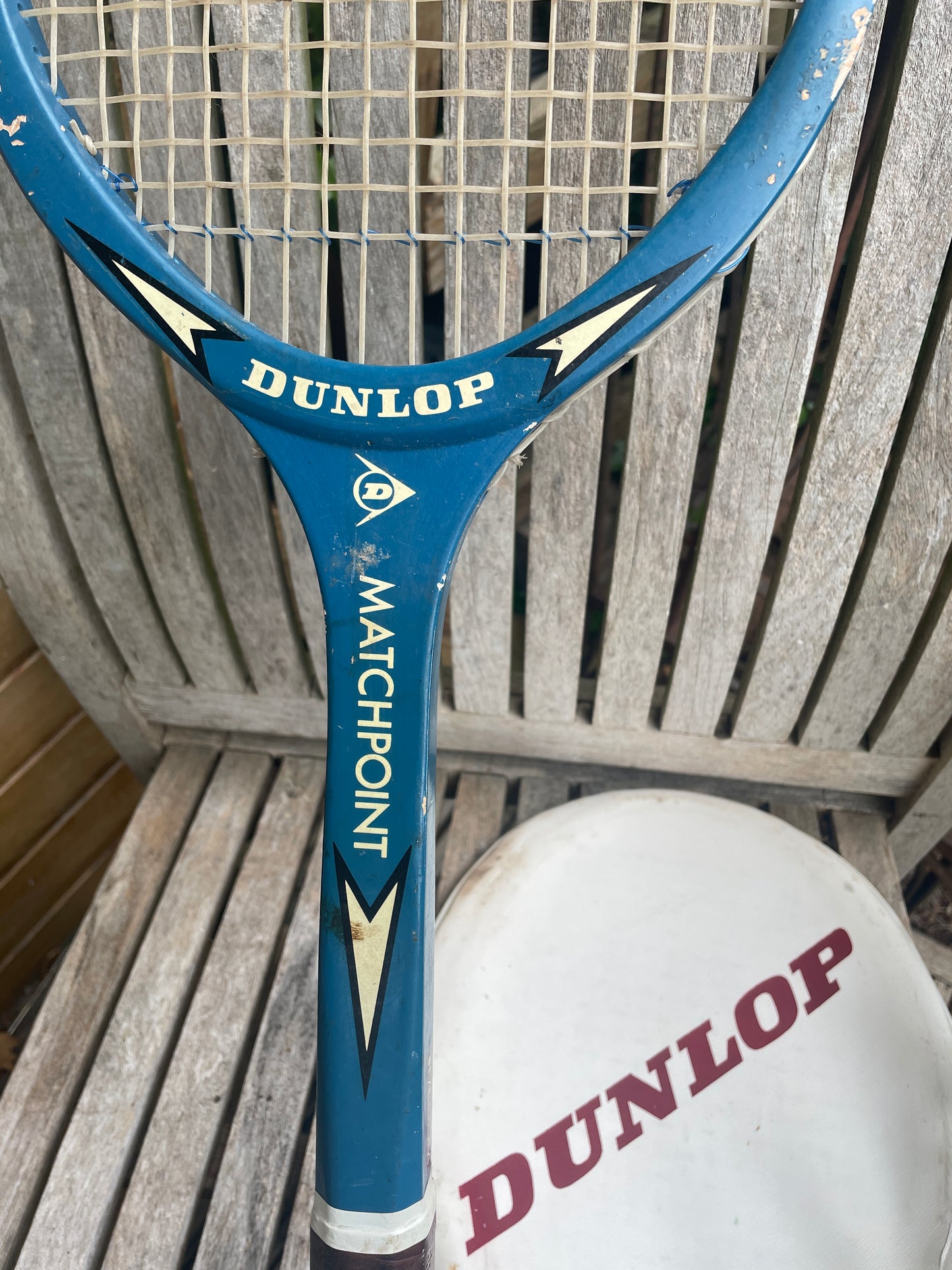 Vintage Dunlop Matchpoint Tennis Racket Medium – Blue & White with Original Zipped cover– Made in England