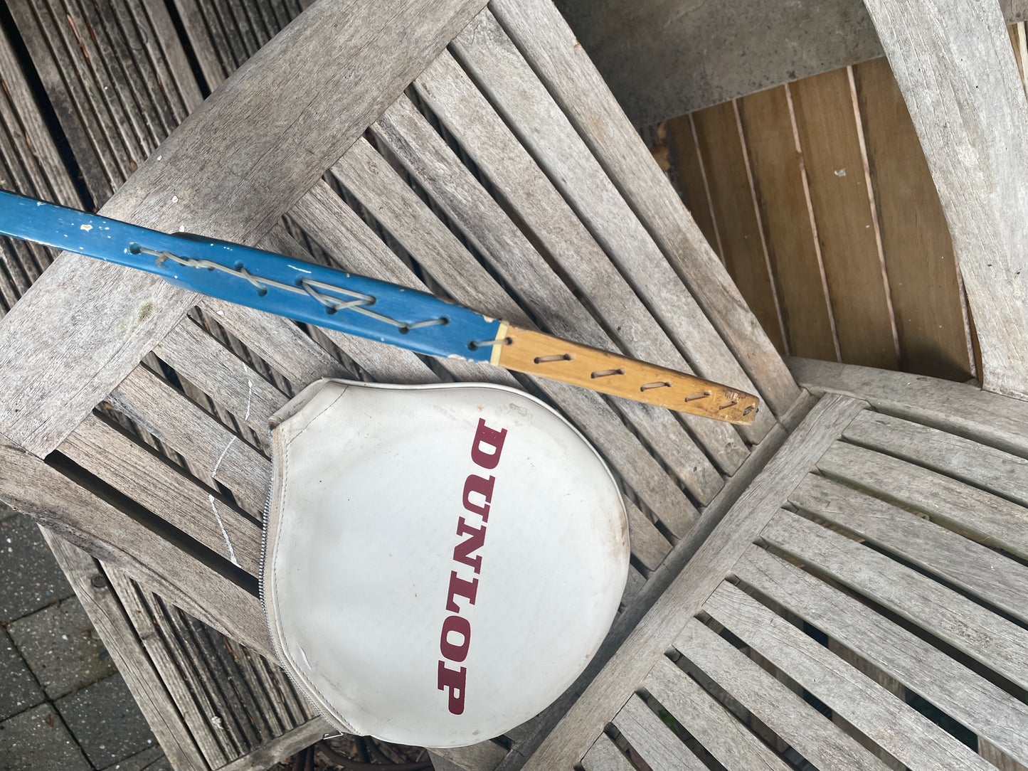 Vintage Dunlop Matchpoint Tennis Racket Medium – Blue & White with Original Zipped cover– Made in England