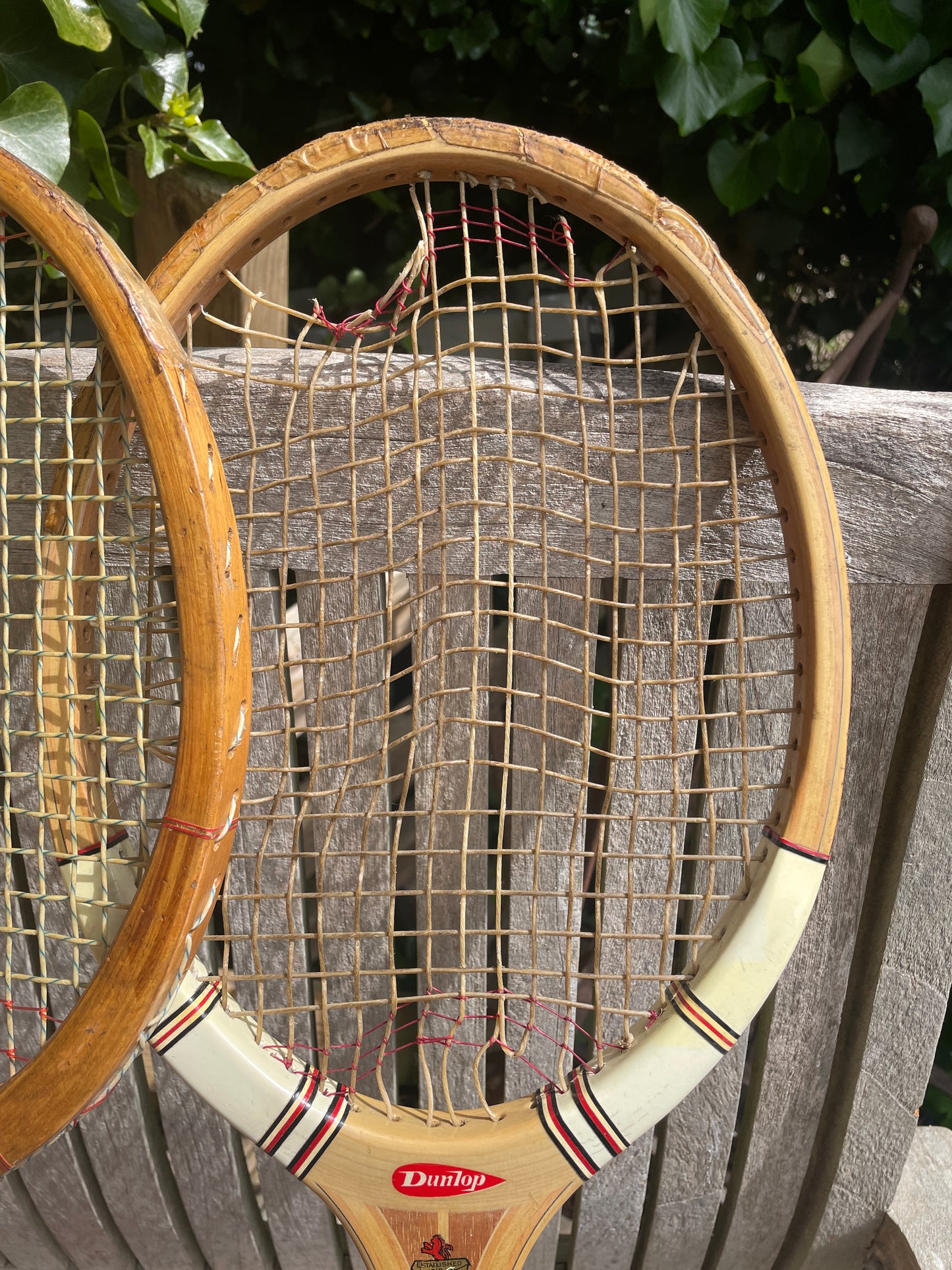 2 Vintage Wooden Tennis Rackets – Dunlop Maxply & Slazenger Demon – Collectible Display Pair
