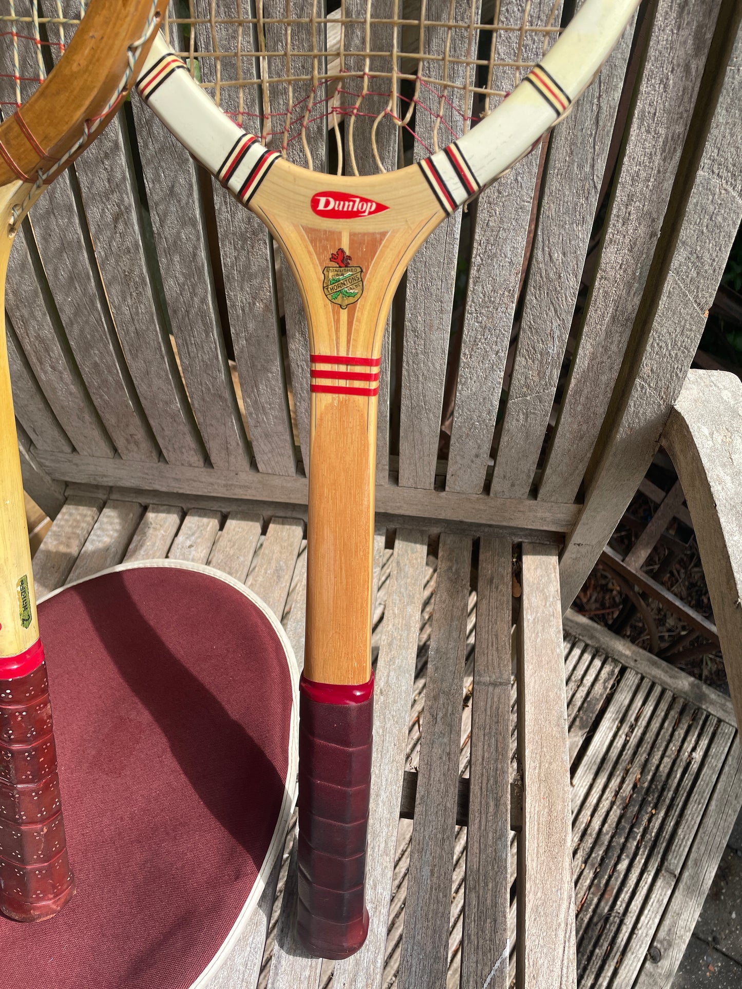 2 Vintage Wooden Tennis Rackets – Dunlop Maxply & Slazenger Demon – Collectible Display Pair