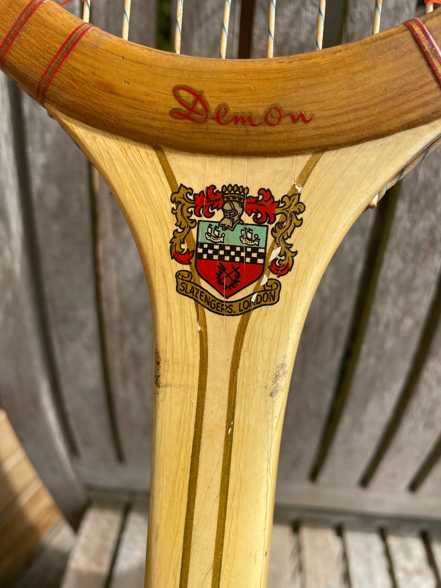 2 Vintage Wooden Tennis Rackets – Dunlop Maxply & Slazenger Demon – Collectible Display Pair