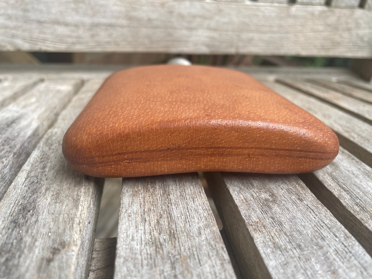 Vintage English Hip Flask – James Dixon & Sons – Electroplated Cap – Leather Clad – Sheffield – 264g – c.1920s–40s