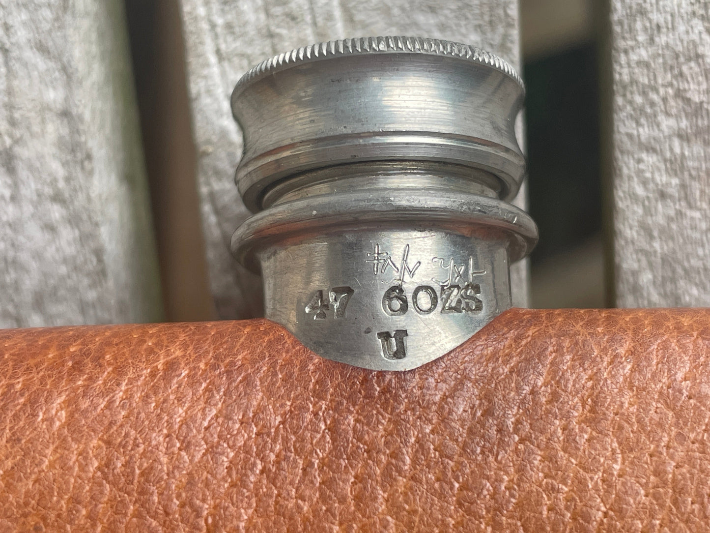 Vintage English Hip Flask – James Dixon & Sons – Electroplated Cap – Leather Clad – Sheffield – 264g – c.1920s–40s