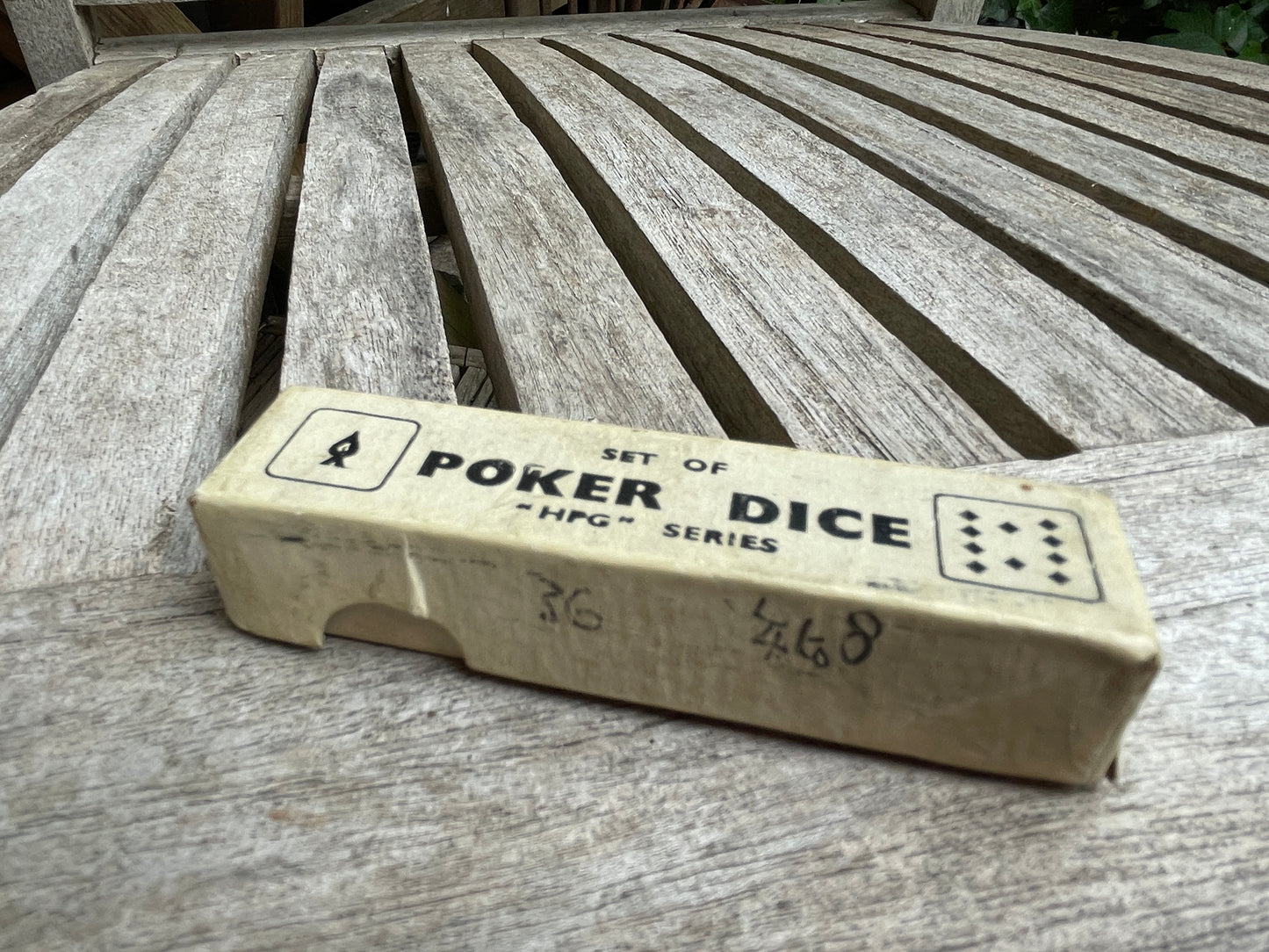 Vintage Poker Dice Set – HPG Series – Boxed – Faux Bakelite Style – 1950s–60s Game Night Collectible
