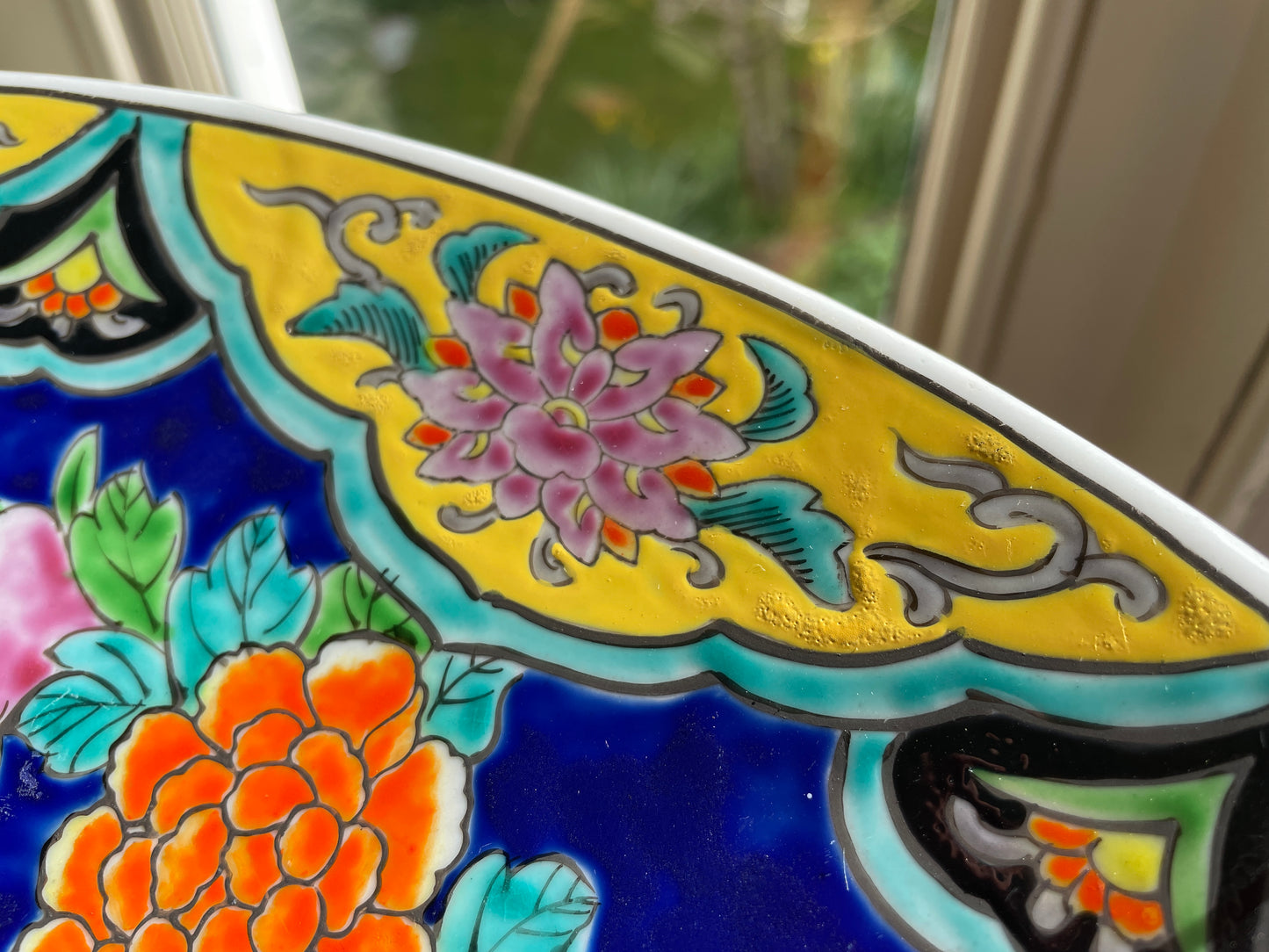 Vintage Japanese Porcelain Charger – Hand Painted Phoenix and Floral Design, Imari Style Wall Plate (c.1970s)