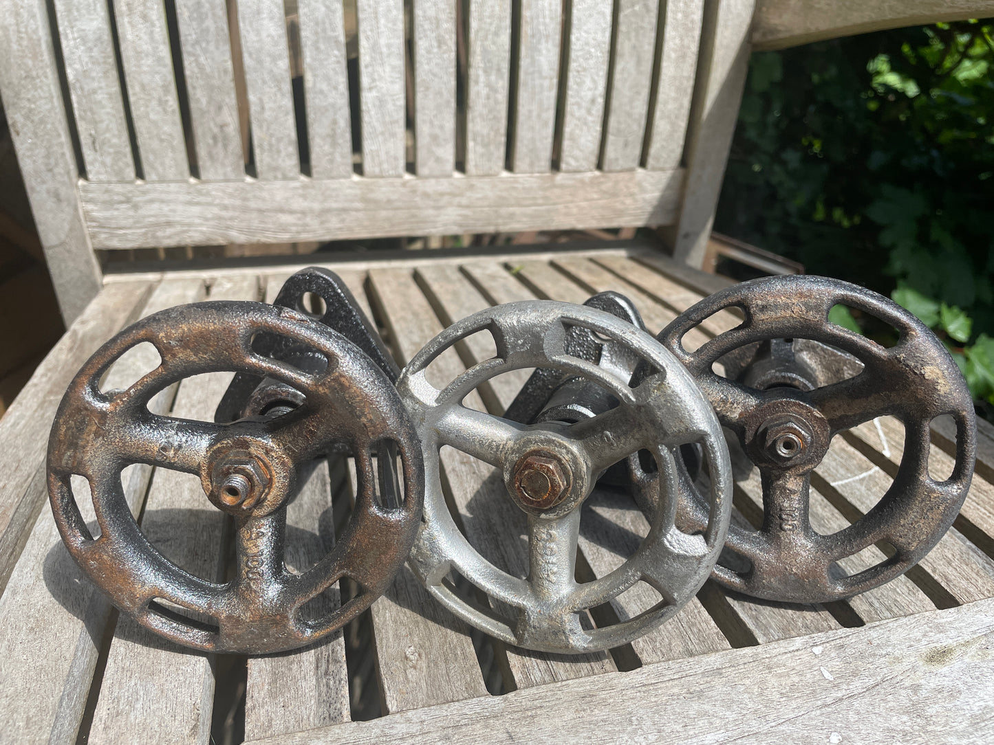Industrial Metal Wheel Candle Holders – Set of 3 Rustic Valve Handle Candlesticks (set 1) – Upcycled Factory Style Home Decor