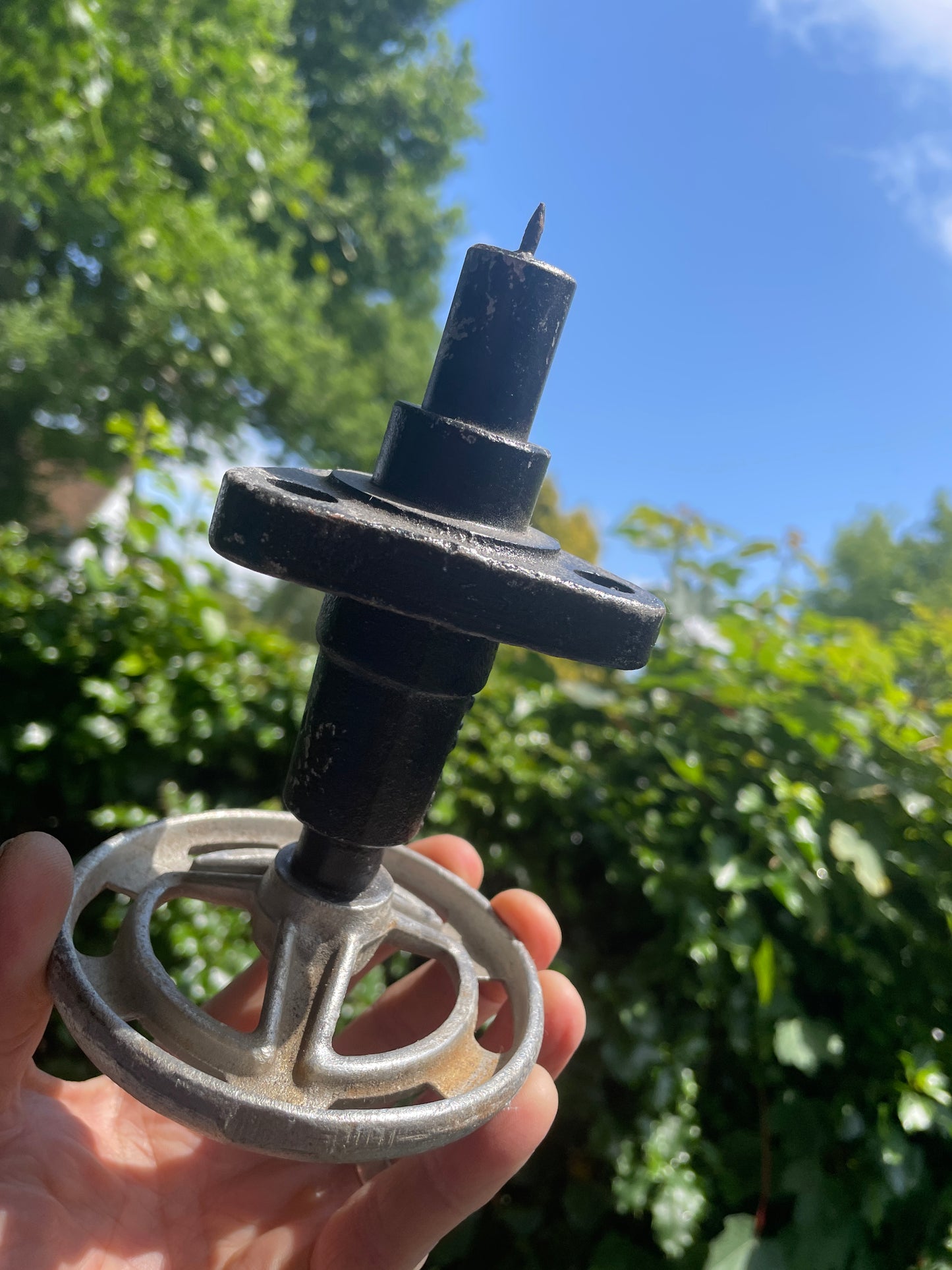 Industrial Metal Wheel Candle Holders – Set of 3 Rustic Valve Handle Candlesticks (set 1) – Upcycled Factory Style Home Decor