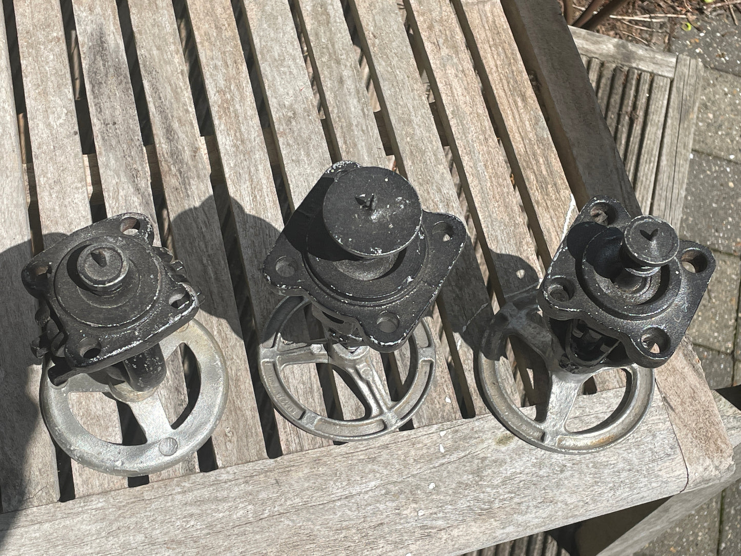 Industrial Metal Wheel Candle Holders – Set of 3 Rustic Valve Handle Candlesticks (set2) – Upcycled Factory Style Home Decor
