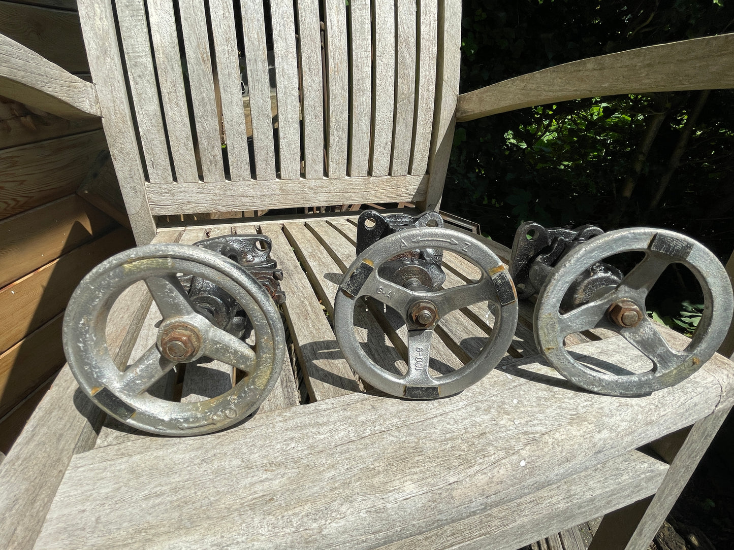 Industrial Metal Wheel Candle Holders – Set of 3 Rustic Valve Handle Candlesticks (set2) – Upcycled Factory Style Home Decor