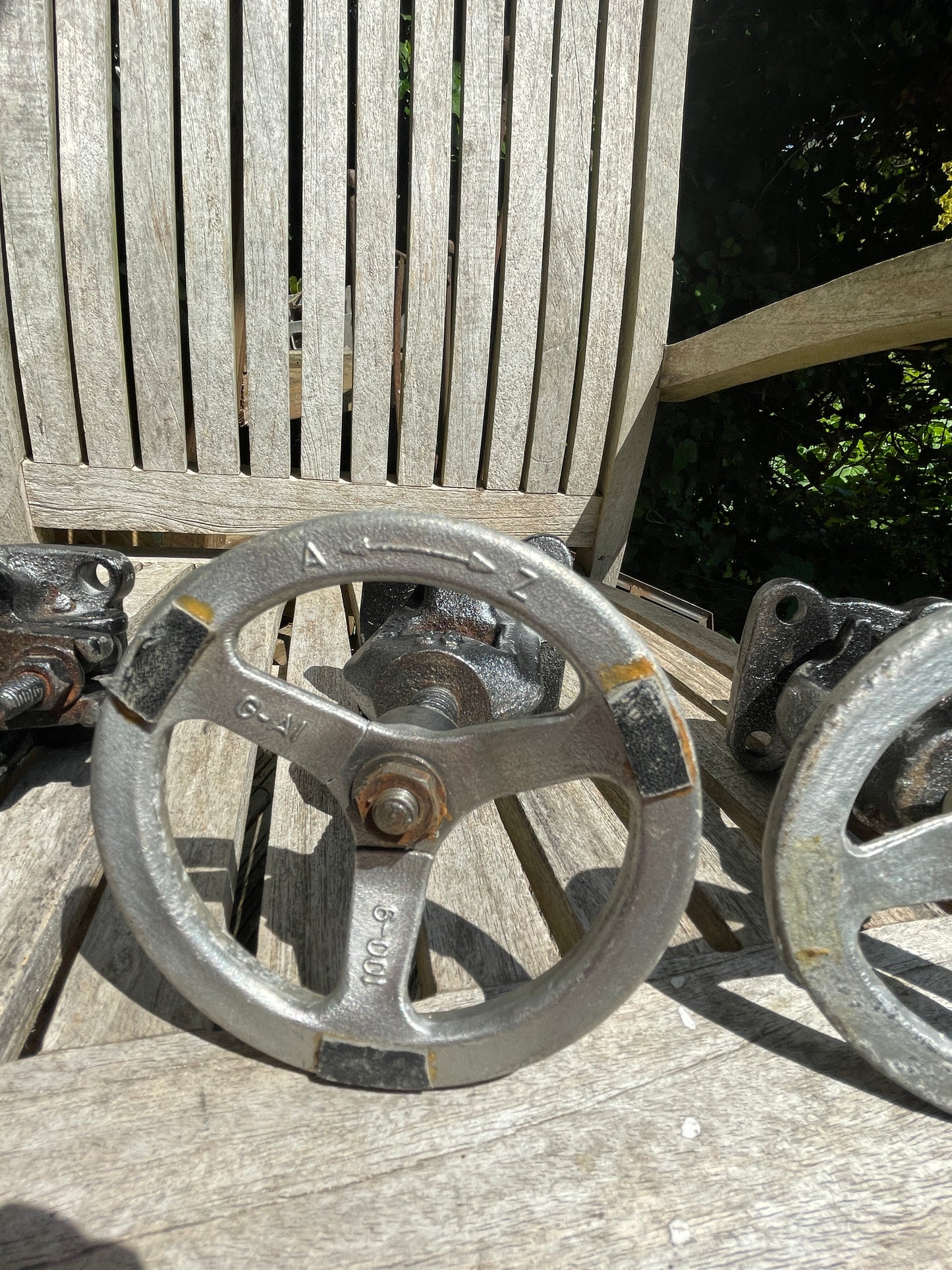 Industrial Metal Wheel Candle Holders – Set of 3 Rustic Valve Handle Candlesticks (set2) – Upcycled Factory Style Home Decor