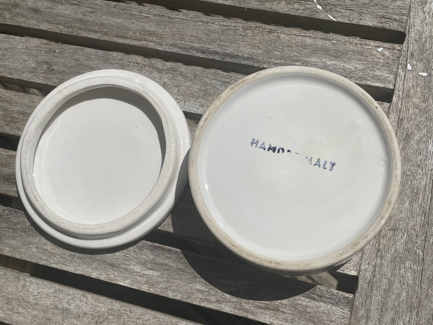 Vintage Handmade Maltese Ceramic Trinket Box – Hand-Painted Mod Girl Illustration – Mid Century Style Lidded Pot