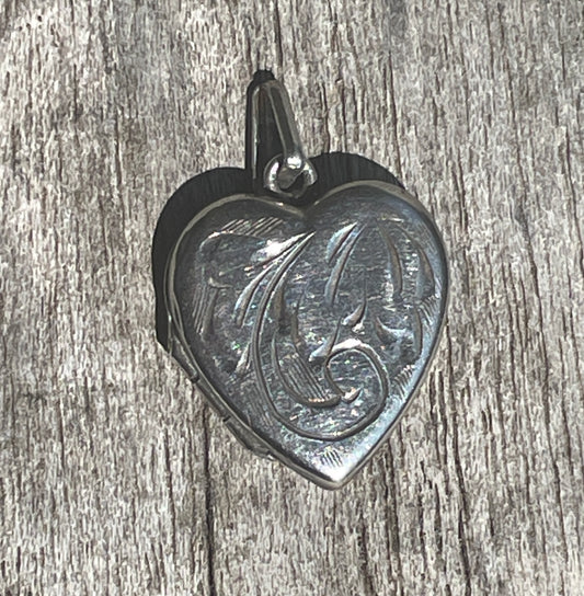 Vintage Engraved Silver Heart Locket | Antique Photo Pendant | Hallmarked "Silver" | Gift for Her