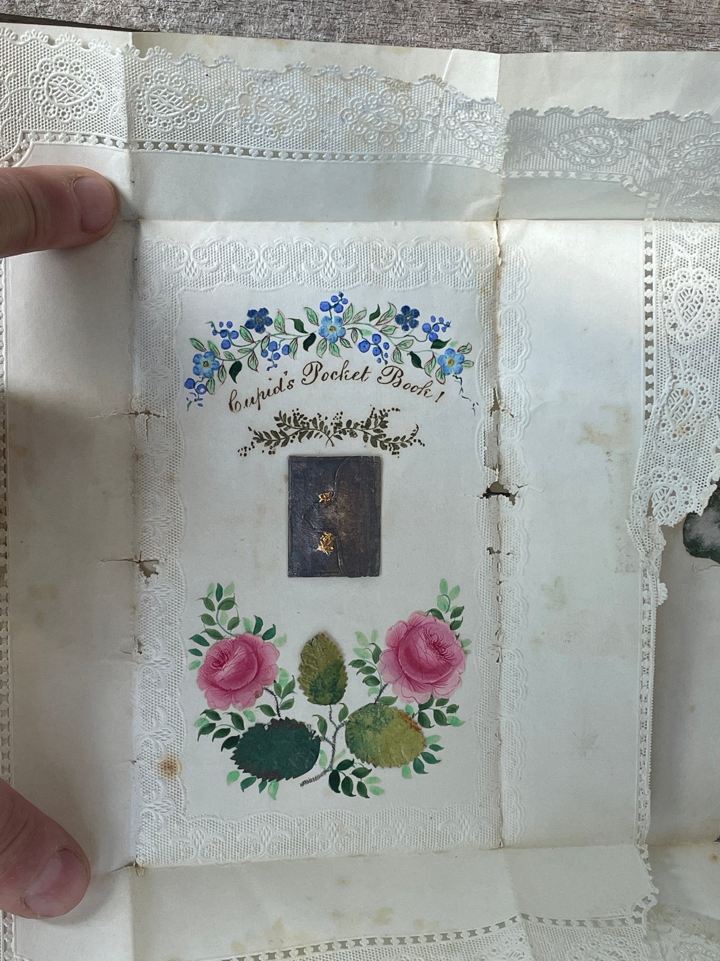 Antique 1851 Valentine Letter with Penny Red Stamp & Cupid’s Pocket Book – Victorian Love Token