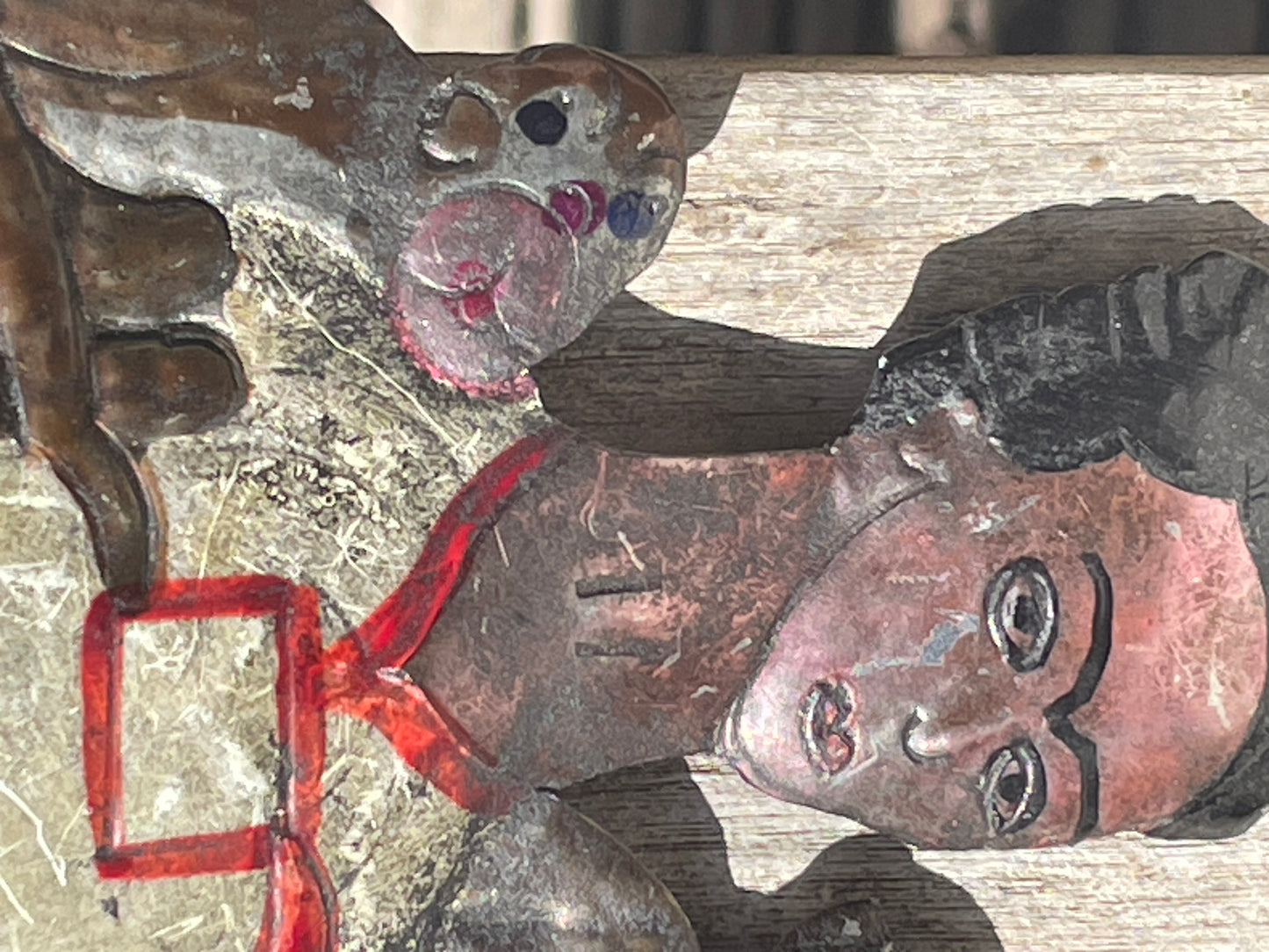 Mexican Tin Retablo of Frida Kahlo with Monkeys – Hand-Painted Folk Art