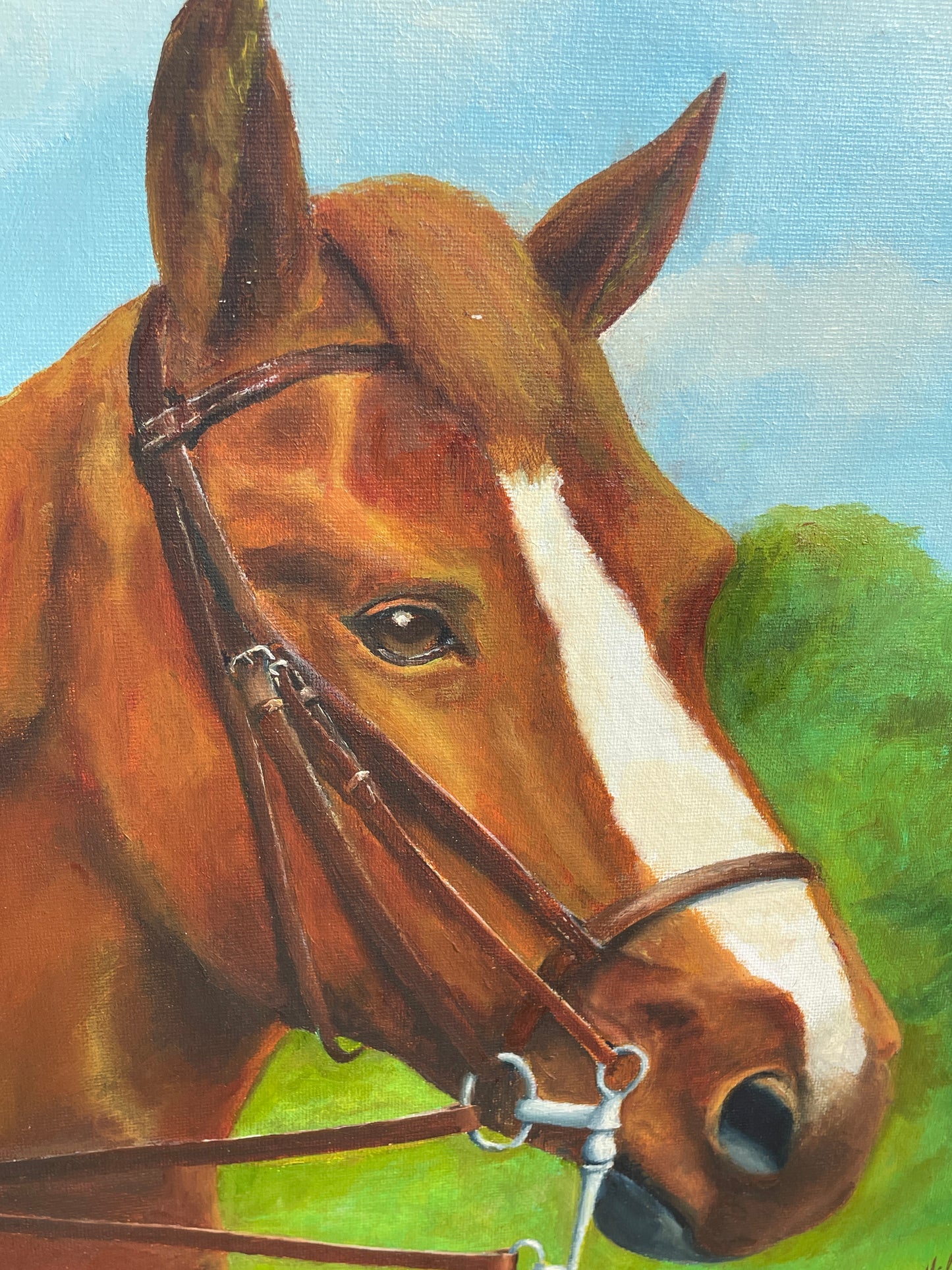 Original Horse Portrait Oil Painting by Gordon Mills Equestrian Wall Art