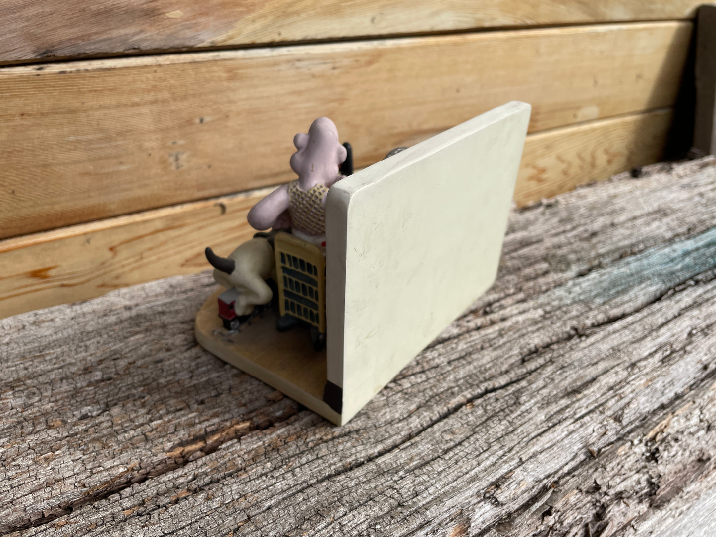 Vintage Wallace and Gromit Ornament by C and T.M. depicting train chase scene